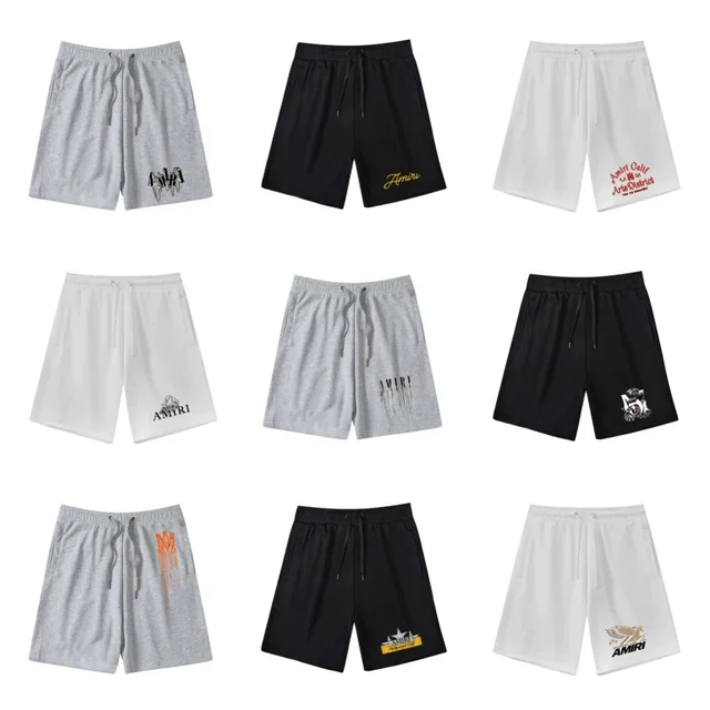 Amiri Logo Print Gray Casual Shorts