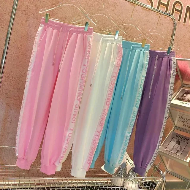 Cotton Track Pants Pink Casual Style