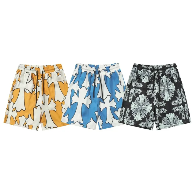 Printed Swim Shorts Yellow Blue Black Floral Style