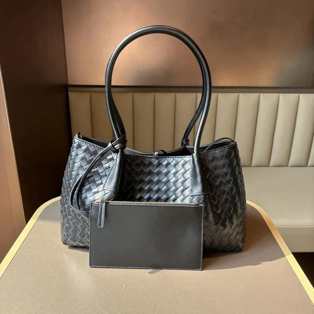Bottega Veneta Intrecciato Black Leather Tote Bag