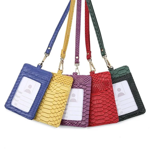 Leather Card Holder Multi Color Snake Pattern ID Badge