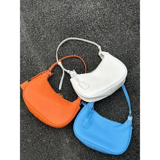 Leather Crossbody Bag Orange White Blue Casual