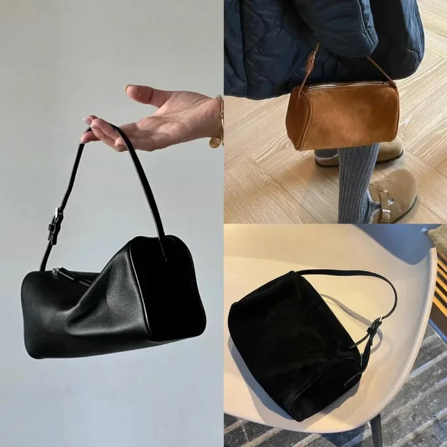 Minimalist Leather Black Shoulder Bag