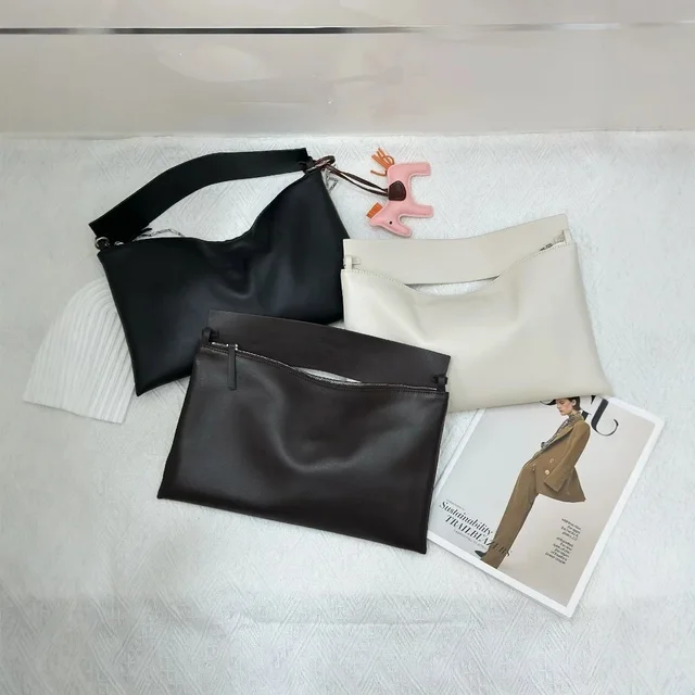 Leather Crossbody Bag Black Minimalist Style