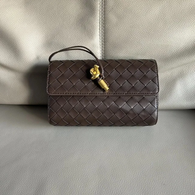 Bottega Veneta Intrecciato Brown Leather Clutch