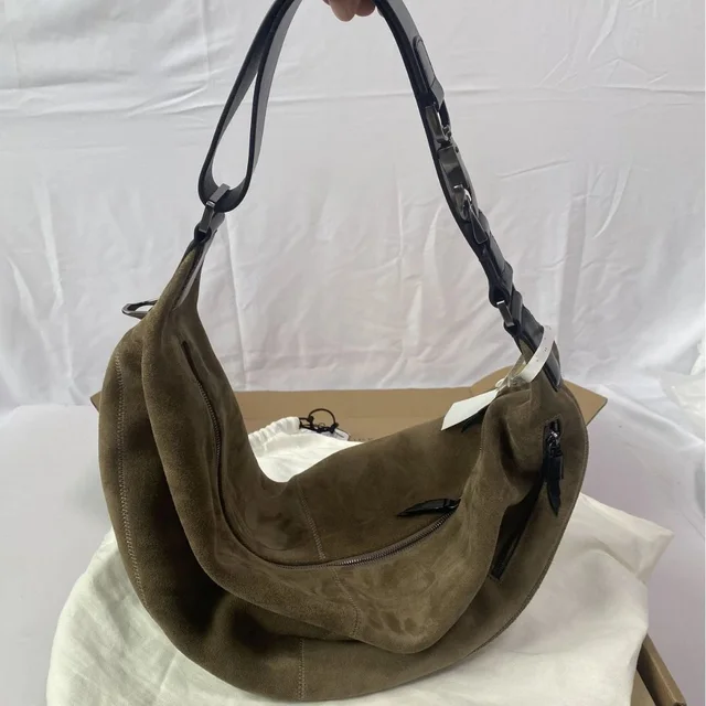 Suede Hobo Bag Olive Green Fashion Handbag