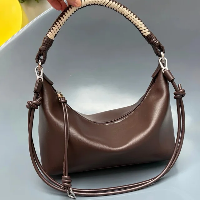 Leather Hobo Bag Brown Fashion Handbag