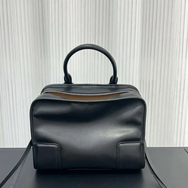 Leather Handbag Black Minimalist Tote Bag