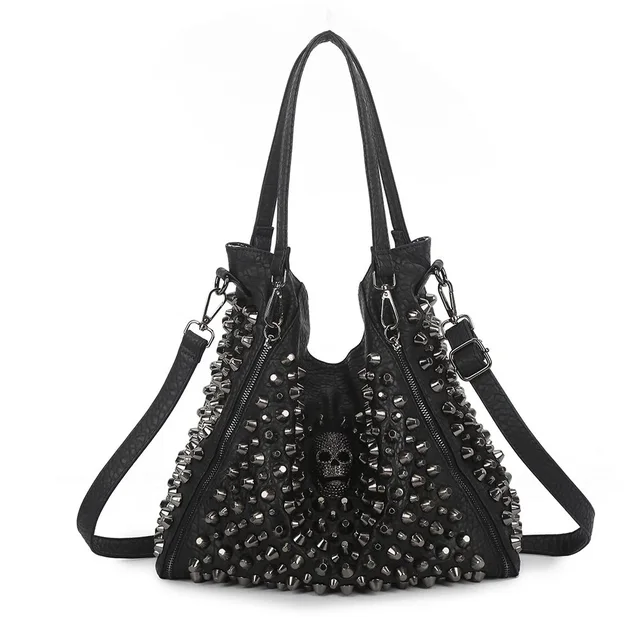 Studded Skull Black Gothic Handbag