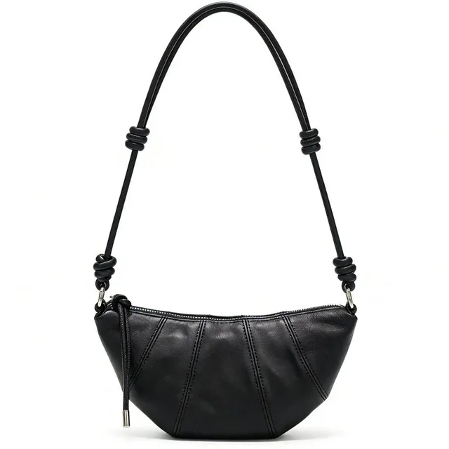 Leather Crossbody Bag Black Minimalist Design