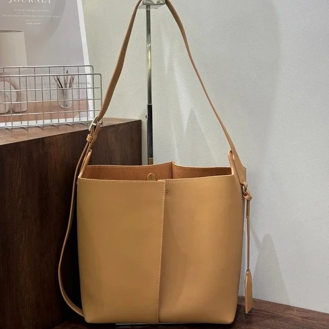 Leather Tote Bag Tan Minimalist Shoulder Bag