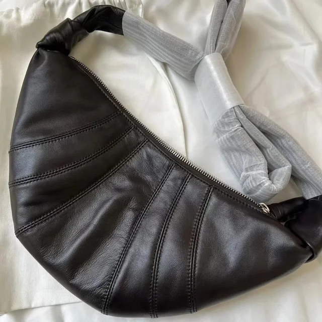 Leather Moon Bag Black Fashion Handbag