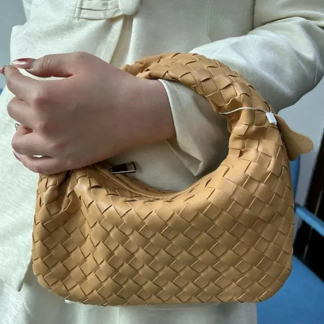 Woven Leather Tan Hobo Bag