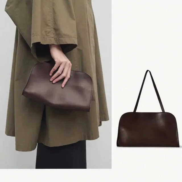 Leather Clutch Bag Brown Minimalist Handbag