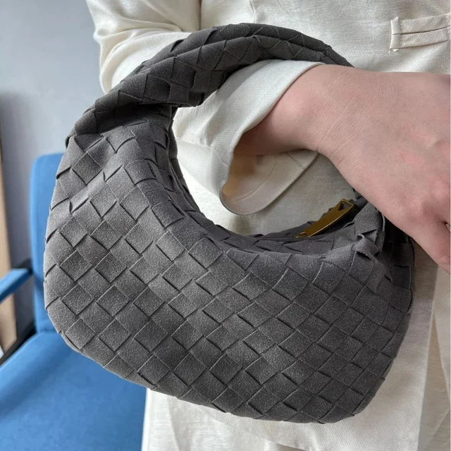 Woven Gray Leather Handbag Fashion