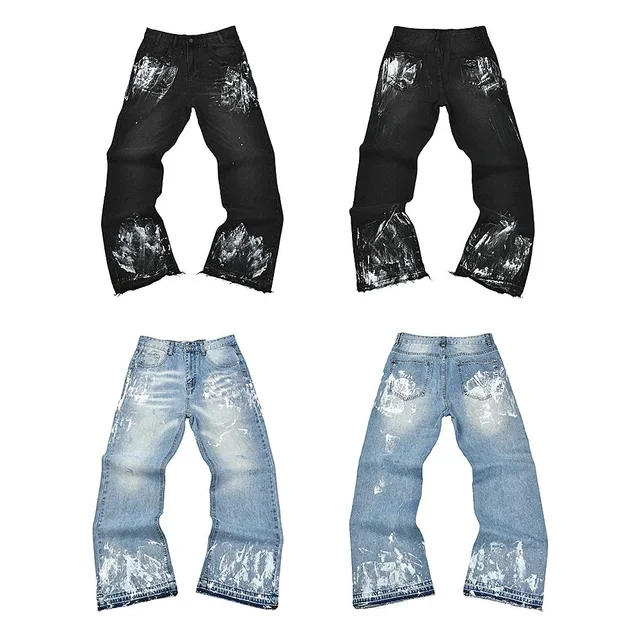 Denim Jeans Black And Blue Distressed Style