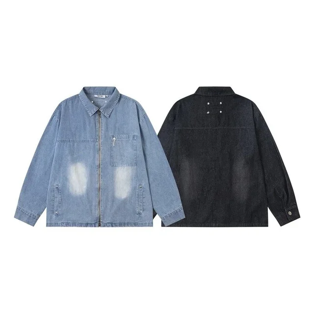Denim Zip-Up Jacket Light Blue Casual