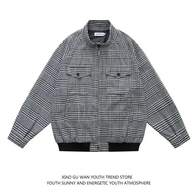 Uniqulun Checkered Black White Casual Jacket