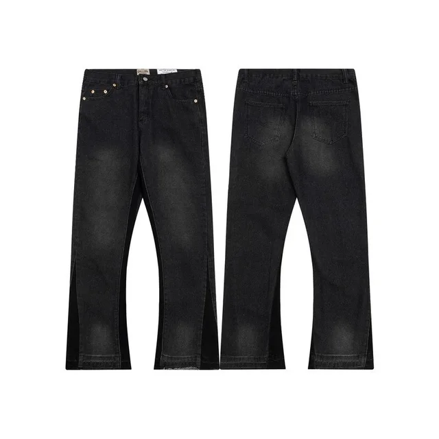 Black Flared Denim Pants Casual Style