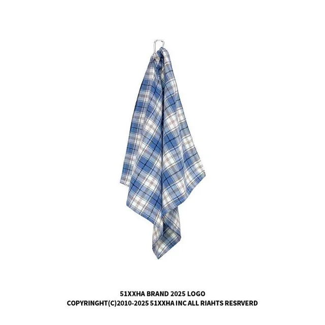 51XXHA Plaid Blue Checkered Kitchen Towel