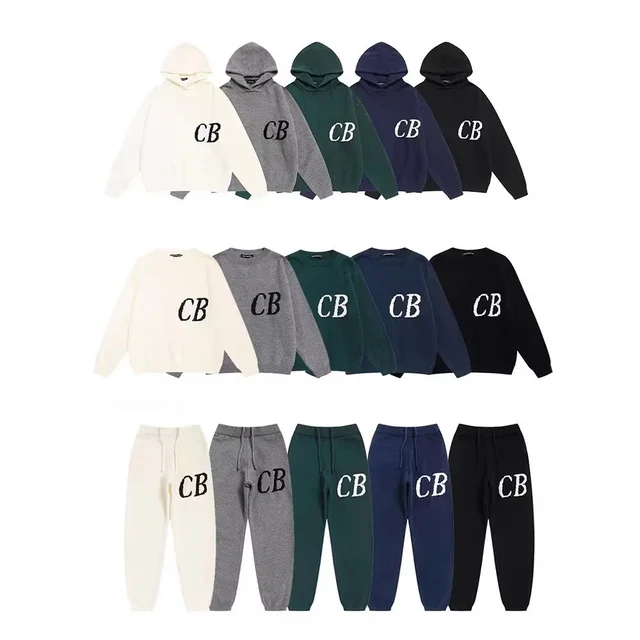 CB Logo Hoodie Set Cream Casual Sweatshirt