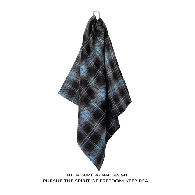 Httaosup Plaid Black Blue Scarf
