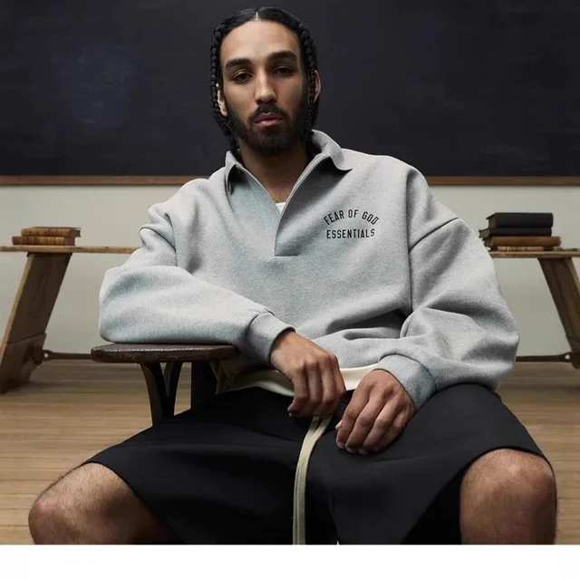 Fear Of God Essentials Gray Half-Zip Sweatshirt