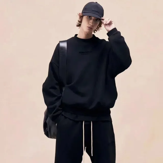 KIRCHHALL Black Oversized Crewneck Sweatshirt