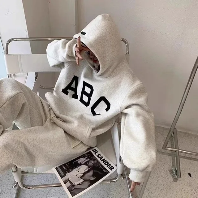 ABC Hoodie Beige Casual Sweatshirt