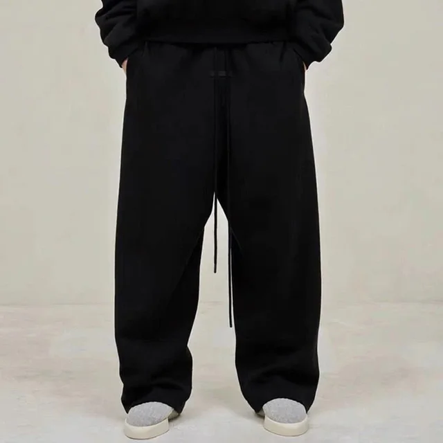Black Oversized Drawstring Sweatpants Casual