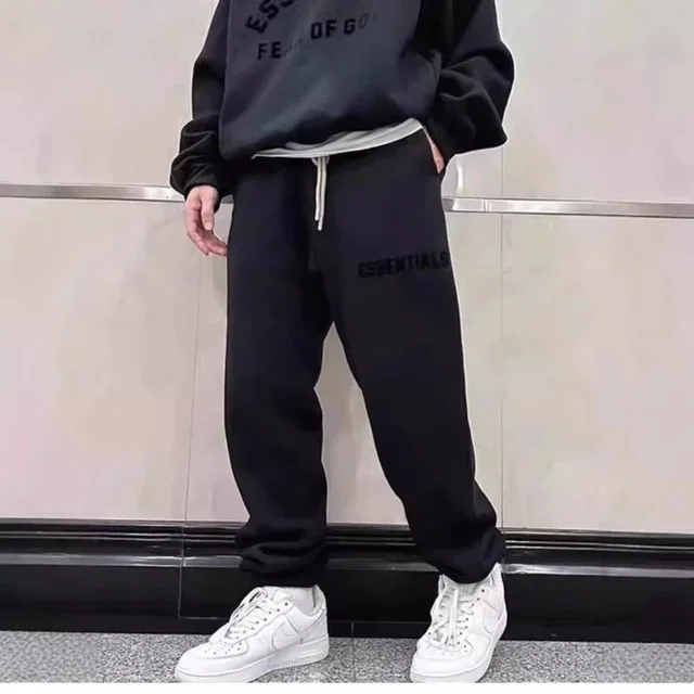 Essentials Black Logo Sweatpants