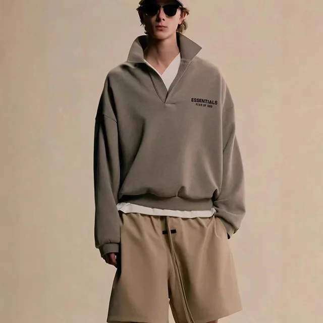 Essentials Year Of God Grey Oversized Pullover Sweatshirt