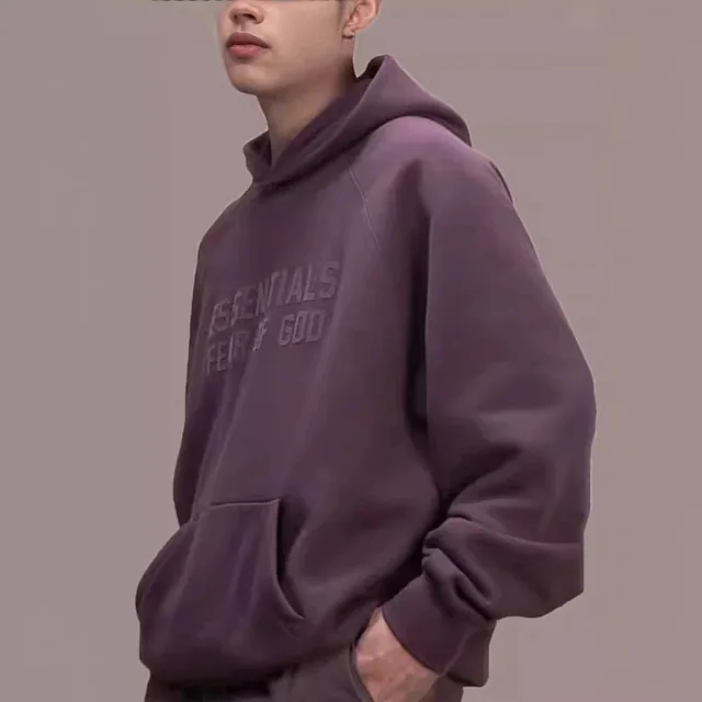 Fear Of God Essentials Purple Oversized Hoodie