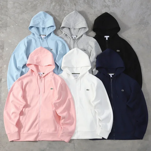 Lacoste Zip-Up Hoodie Pink Casual Sweatshirt