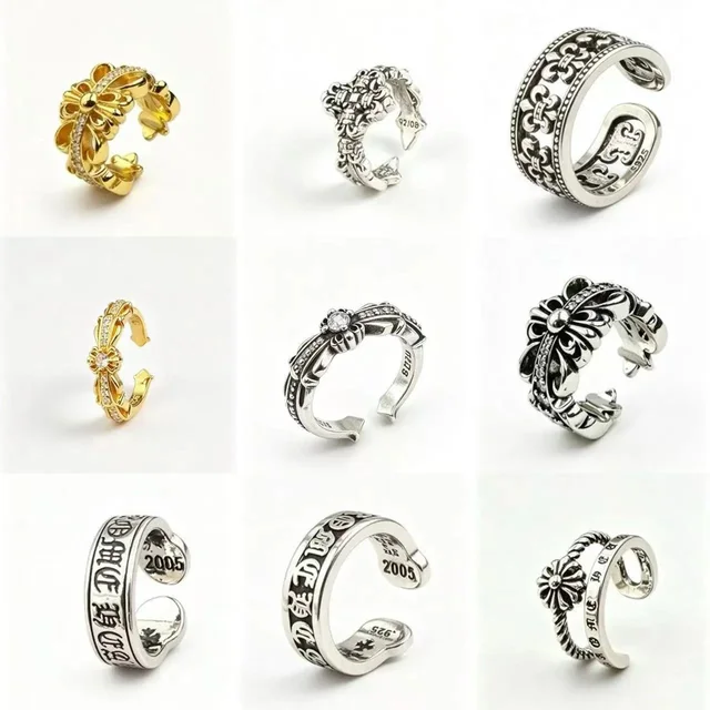 Sterling Silver Floral Cuff Ring Silver Vintage Jewelry
