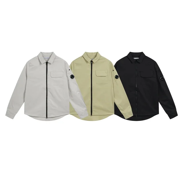 Cp Company Zip-Up Shirt Beige Utility Jacket