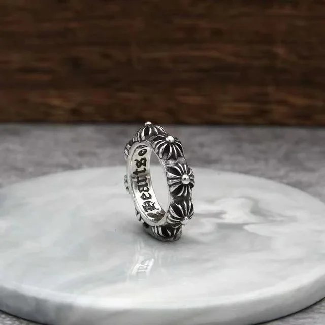 Silver Floral Engraved Ring Silver Vintage Jewelry