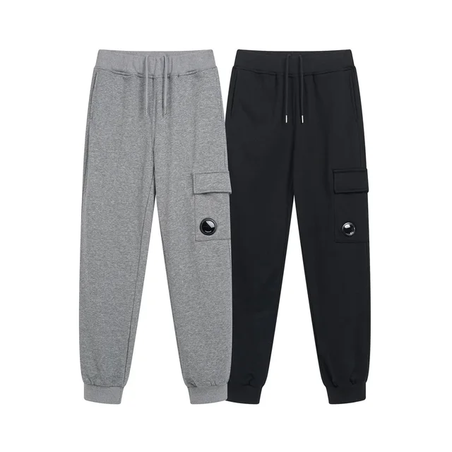 Cotton Cargo Sweatpants Gray And Black Casual Pants