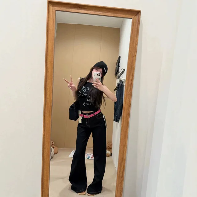 Black Wide Leg Jeans Black Casual Pants