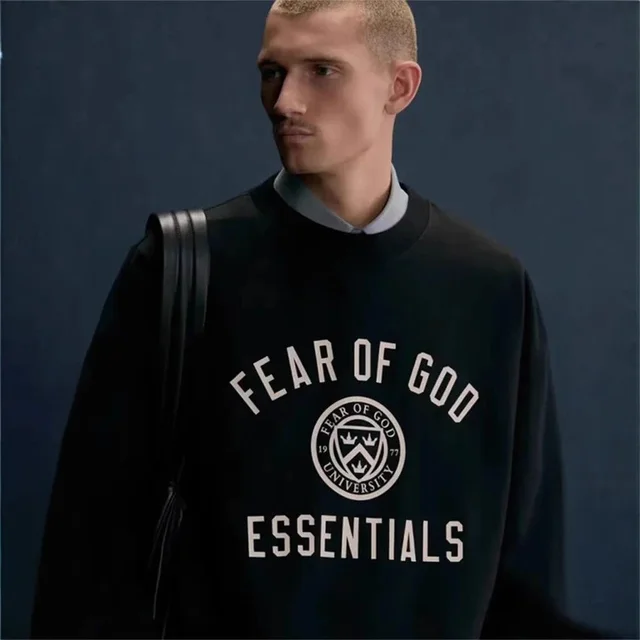 Fear Of God Essentials Black Oversized Sweatshirt