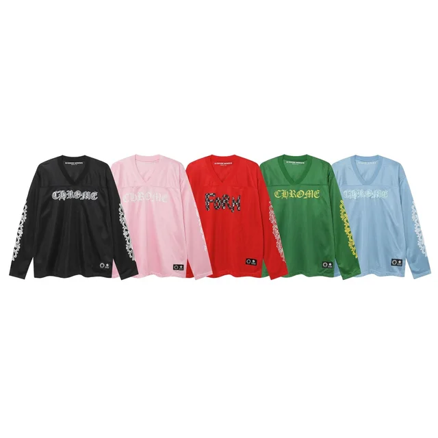 Chrome Hearts Long Sleeve Mesh V-Neck Shirt Multi Color Casual Top