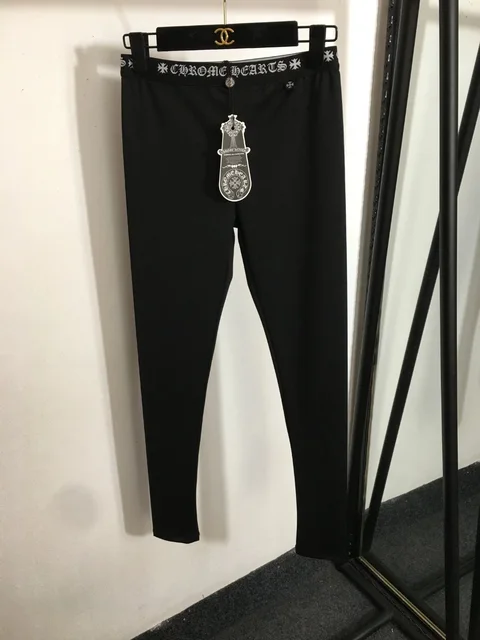 Chrome Hearts Black Logo Waistband Leggings
