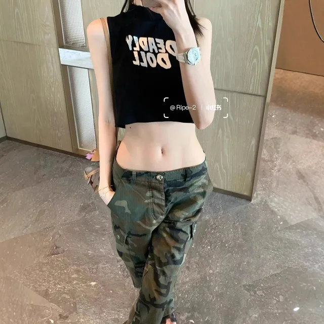 Unisex Camouflage Cargo Pants Green Utility Style