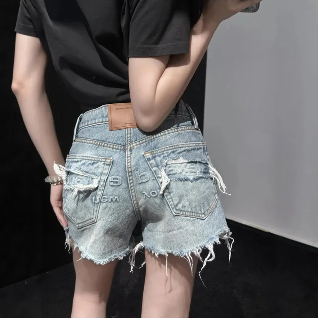 Grownbrow Light Blue Frayed Denim Shorts