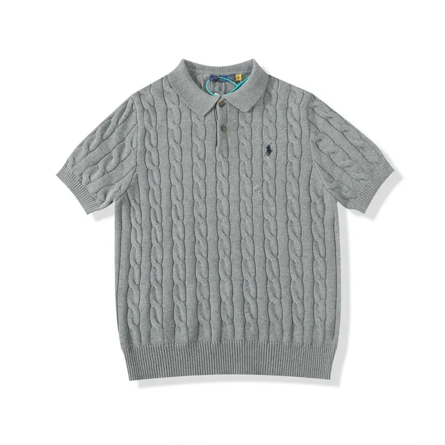 Ralph Lauren Cable Knit Gray Polo Shirt