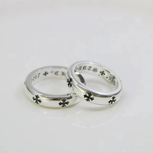 Silver Cross Engraved Ring Set Silver Religious Jewelry
