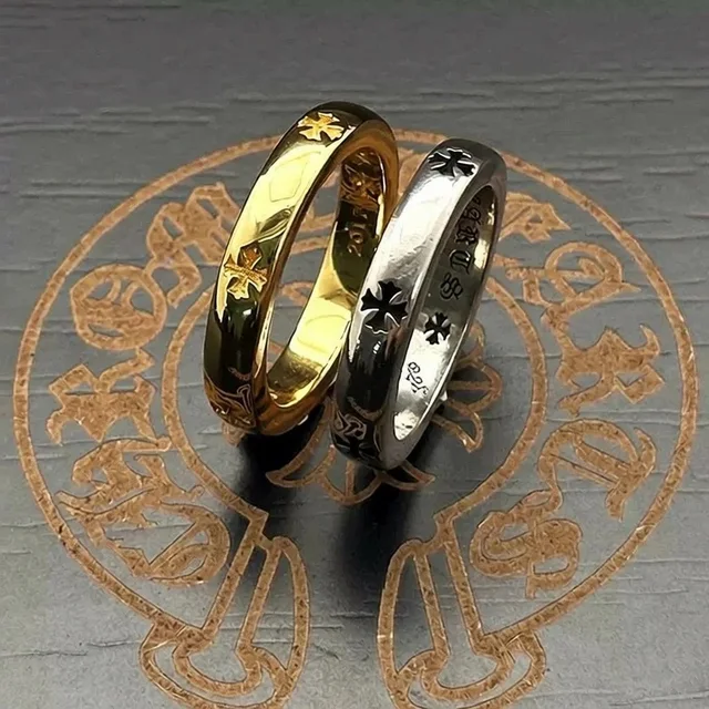 Gold Silver Cross Design Wedding Bands