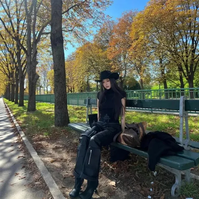 Black Wide Brim Hat Black Fashion Headwear