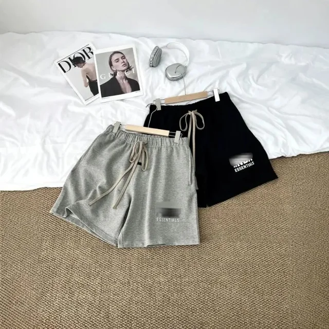 Essentials Logo Print Gray Casual Shorts