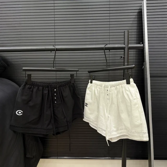 Chanel Logo Black White Casual Shorts